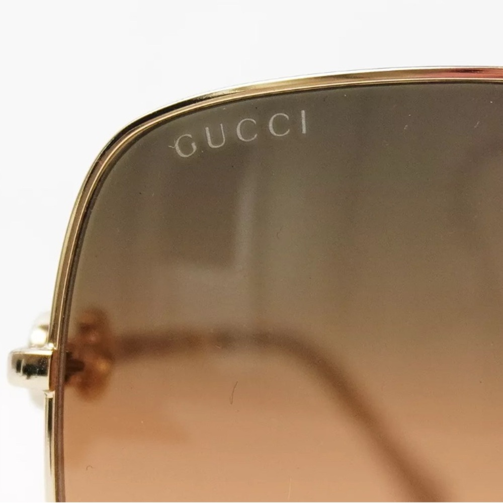 ❌SOLD❌ NWOT [Gucci] Oversized 70s Style Sunglasses Square Gold Frames/Brown Lens - Picture 4 of 14